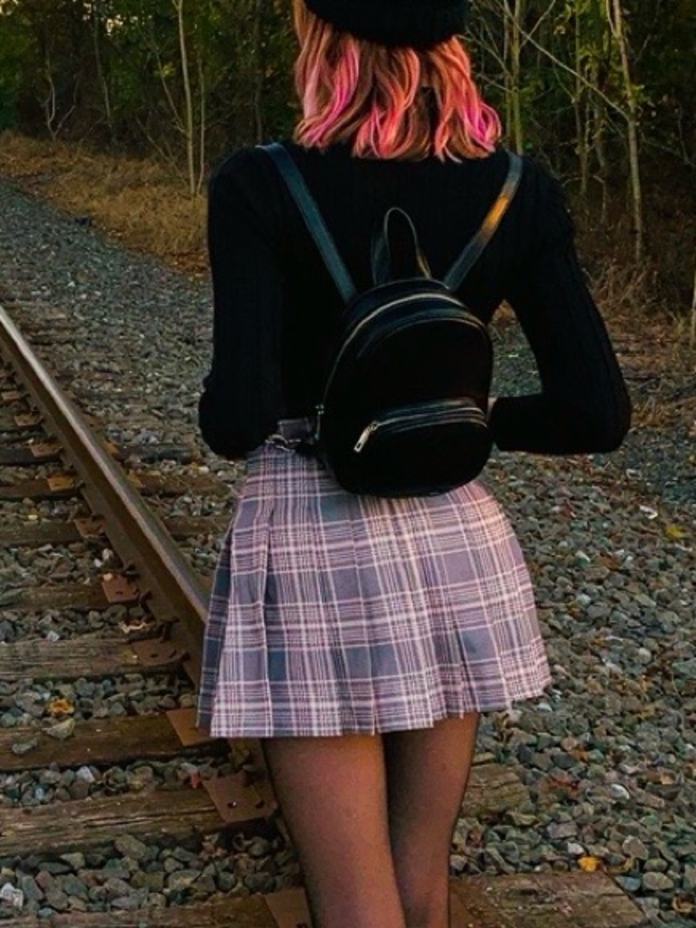 Plaid Pleated Mini Skirt in Lavender